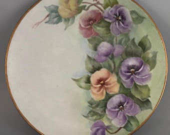 Hutschenreuther Selb Bavaria Germany Hand Painted Artist Signed Floral Plate with Gold Rim Lover Antiques and Vintage