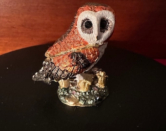 Vintage Metal Owl with Trinket Box, Back Opens Up to Hidden Compartment Owl, Huge Owl Collection, Lover Antiques and Vintage