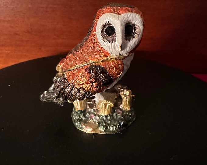 Vintage Metal Owl with Trinket Box, Back Opens Up to Hidden Compartment Owl, Huge Owl Collection, Lover Antiques and Vintage