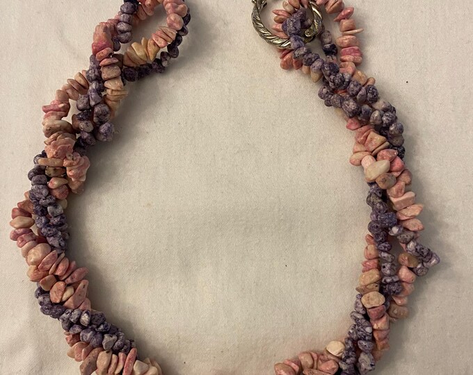 Vintage Purple & Pink Multi Strand Choker Style Necklace Beach Jewelry Unique Gift Lover Antiques and Vintage