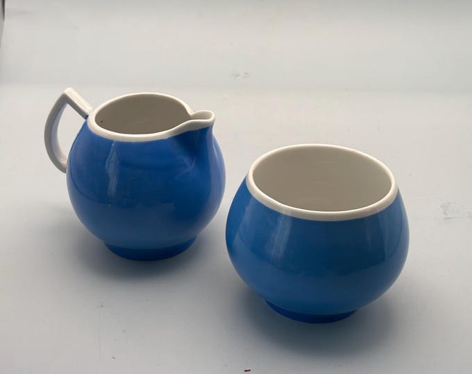 Erphila Blue Creamer & Sugar Bowl Set, Lover Antiques and Vintage