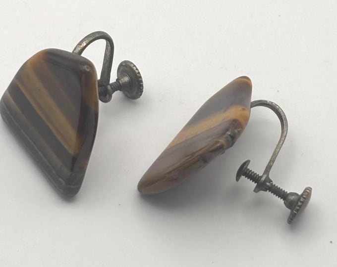Vintage Tiger Eye Earrings Unique Gifts Lover Antiques and Vintage