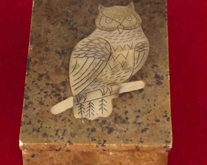 Vintage Owl Decorative Trinket Dish with Inlaid Own Mother of Pearl Lover Antiques and Vintage