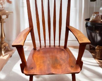 Cushman Colonial Creations Salem Wood Seat Chair No. 9082 Rustic Home Decor Lover Antiques and Vintage