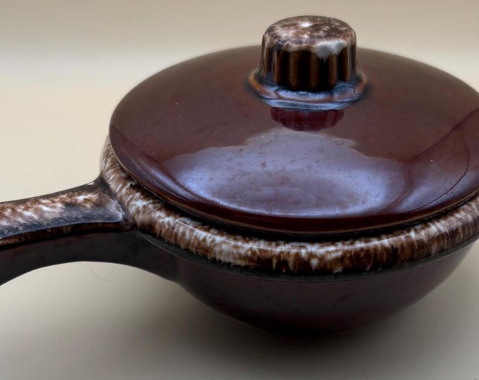 Vintage Hull Oven Proof Usa Brown Drip Soup Bowl With Handle Lover Antiques and Vintage