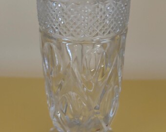 Crystal cut glass footed vase, Bohemian antique flip vase, Imperial glass centerpiece, elegant tall crystal glass gift for her or him