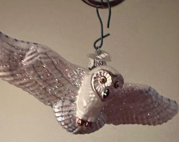 Vintage Glass Flying Owl, Owl in Flight Ornament, Owl Christmas Holiday, Lover Antiques and Vintage