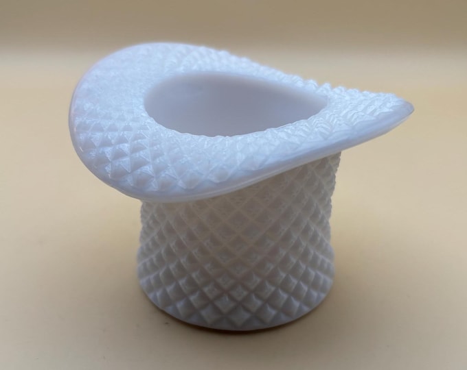 Vintage Fenton White Milk Glass Hat Diamond Cut Glass Art Lover Antiques and Vintage