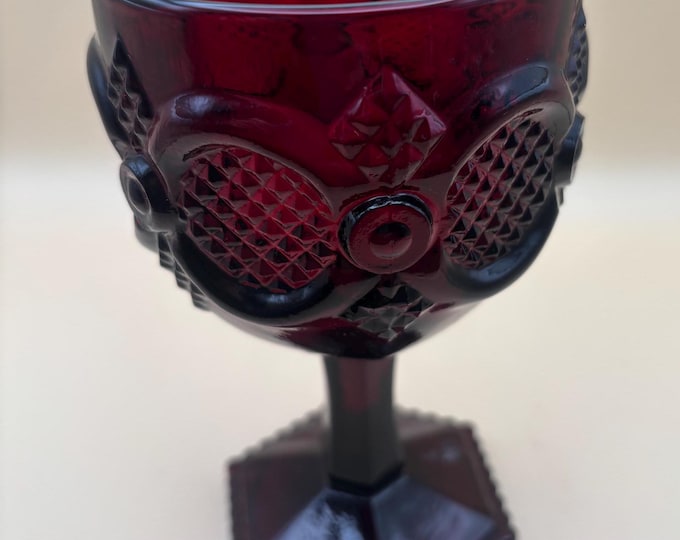 Vintage Avon Goblet Ruby Red Glass Wine Cup Red Glass Lover Antiques and Vintage