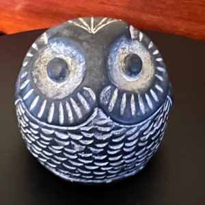Vintage Pearlite Stonecraft Black & White Owl, Canada by Stonecraft Owl, Soapstone Owl Figurine, Lover Antiques and Vintage