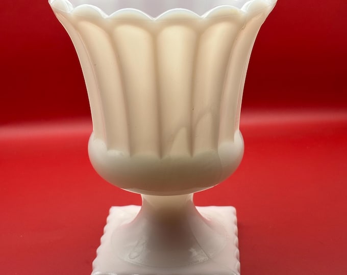 Antique Victorian Milk Glass Pedestal Vase