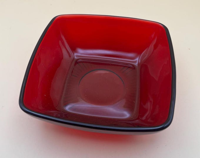 Vintage Ruby Red Square Bowl Anchor Hocking Gorgeous Red Bowl Lover Antiques and Vintage