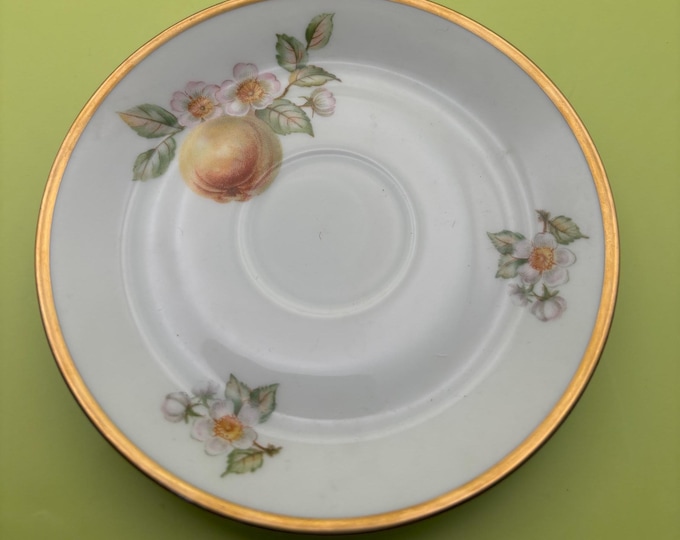 Vintage Wallace Peaches & Gold Gilding Porcelain Plate Lover Antiques and Vintage