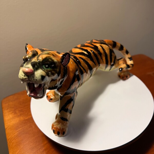 Porcelain Tiger Figurine Etsy