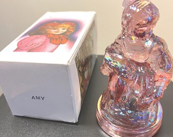 Vintage Little Women Amy Iridescent Pink Glass Figurine - Russ Vogelsong Summit Art