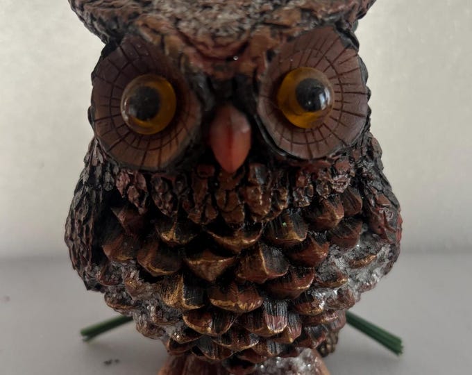 Vintage Owl in Pinecone Basket Ornament Gift For Her Lover Antiques and Vintage