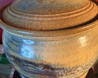 Vintage Pottery Ginger Jar with Lid, Signed