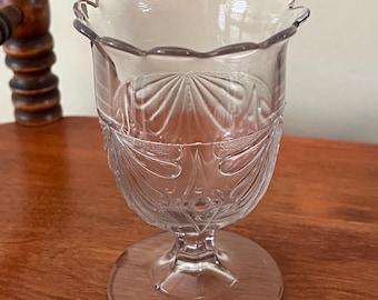 Vintage McKee Glass Wine Glass Water Cup Spooner 1880’s Fan with Diamonds Glass Art Lover Antiques and Vintage