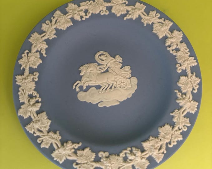 Vintage Wedgwood Blue Jasperware Plate Roman Horse & Chariot Design Lover Antiques and Vintage
