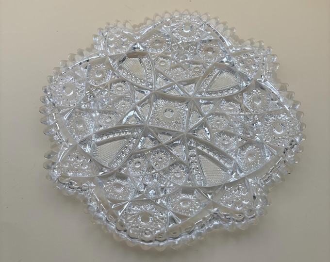 Vintage Peacock Crystal Glass Dish Nut or Candy Dish Serving Dish Lover Antiques and Vintage