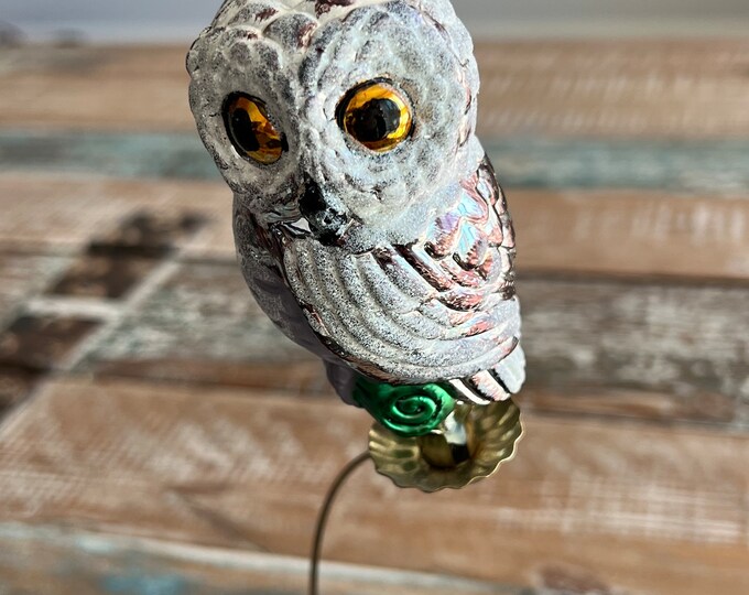 Vintage Owl Ornament, Glass Clip On, Christmas Holiday Retired Ornaments Lover Antiques and Vintage