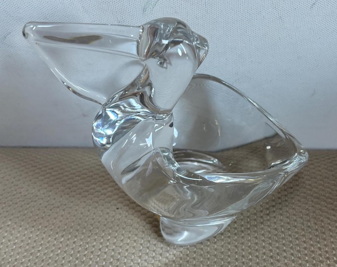 Vintage Hand Blown Glass Pelican with Candy Dish Lover Antiques and Vintage