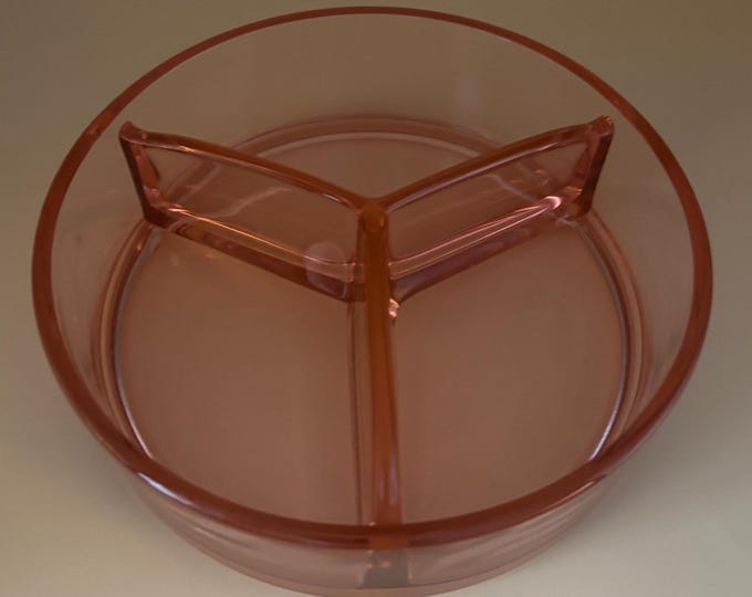 Vintage Pink Fostoria Versailles Glass Divided Relish Candy Bowl Dish Bowl Lover Antiques and Vintage