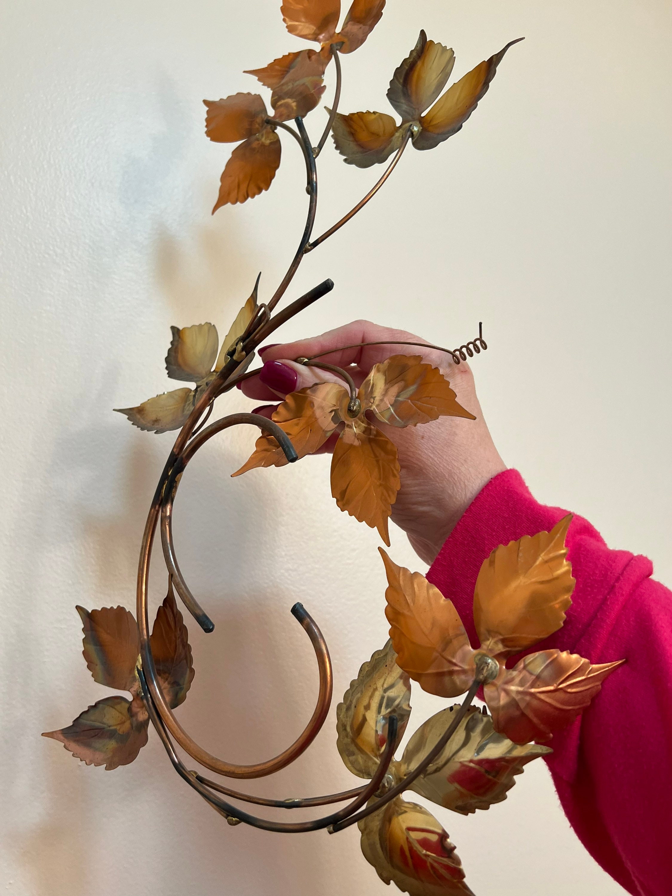 Vintage Leaves Flower Metal Wall Art Copper Wall Hanging Etsy