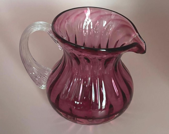 Vintage Fenton Cranberry Glass Mini Pitcher Pink Rose Vase Art Glass Lover Antiques and Vintage