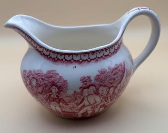 Vintage Currier & Ives Gravy Boat, Royal China Creamer Dish, Americana Collectible Antiques