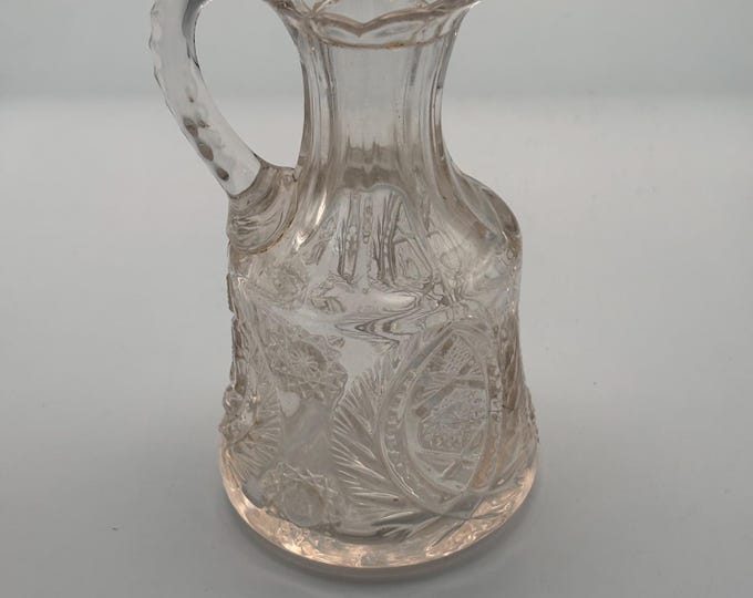 Antique American Brilliant Period Crystal Cut Pitcher Lover Antiques and Vintage