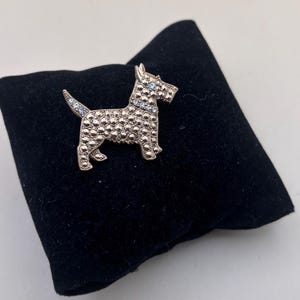 Vintage Scottie Dog Pin with Blue Collar Brooch Lover Antiques and Vintage