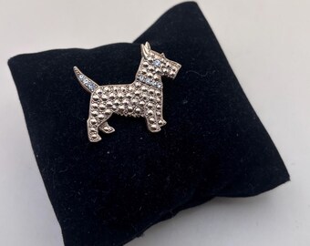 Vintage Scottie Dog Pin with Blue Collar Brooch Lover Antiques and Vintage