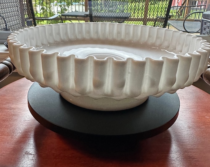Vintage Fenton Milk Glass Hobnail Ruffled Cake Stand Display Large White Home Decor Glass Art Lover Antiques and Vintage