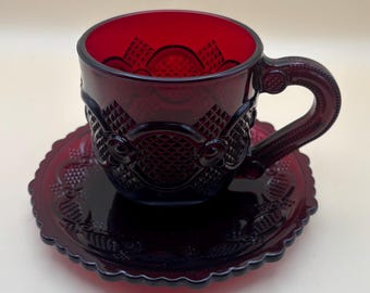 Vintage Avon Goblet Ruby Red Glass Wine Cup Red Glass Lover Antiques and Vintage