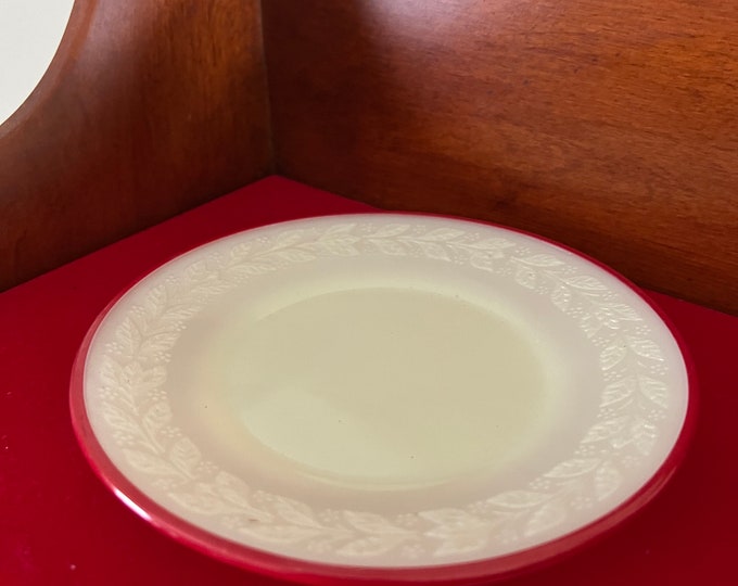 Vintage Uranium Glass Plate Saucer by McKee Glass Children’s Tea Set Laurel Red Trim Lover Antiques and Vintage