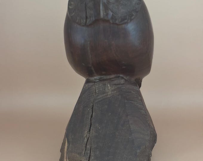 Vintage Hand Carved Owl on Perch Made of Ironwood Owl Sculpture Lover Antiques and Vintage