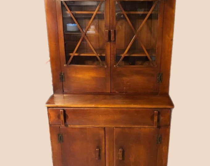 Cushman Colonial Creations China Cabinet No. 6024 Modern Line Herman de Vries Rustic Lake House Decor Glass Hutch Lover Antiques Vintage