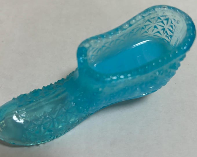 Vintage Blue Shoe Glass Slipper Lover Antiques and Vintage