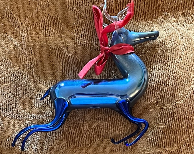 Vintage Purple/Blue Reindeer Hand Blown Glass Ornament Made in Germany Collectible Ornaments Rudolph the Red Nosed Reindeer Lover Antiques