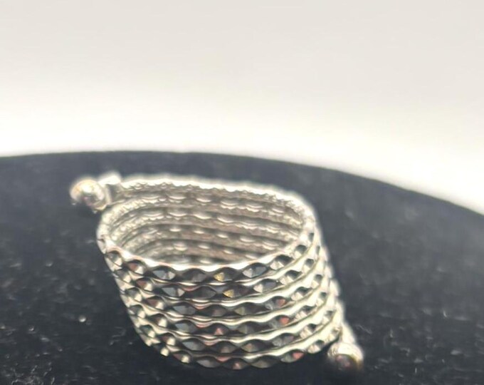 Vintage Sterling Silver Multi Strand Band Mesh Adjustable Ring Lover Antiques and Vintage