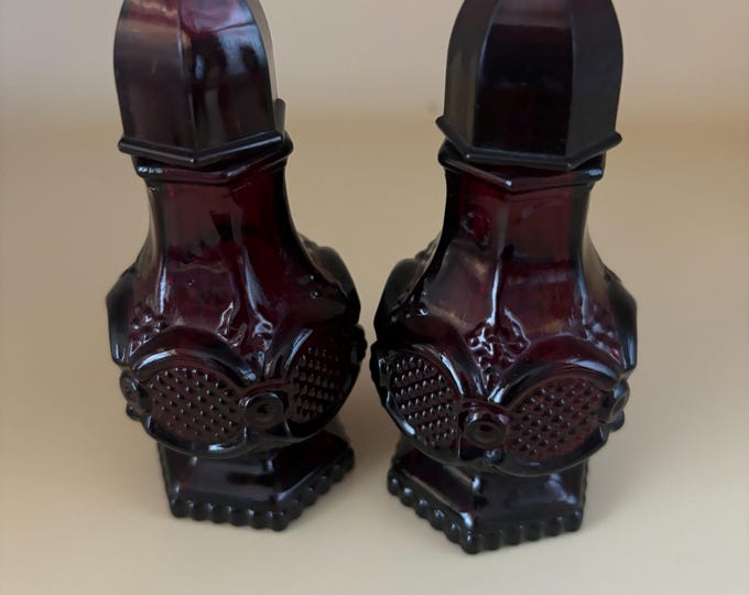 Vintage Avon Cape Cod Salt & Pepper Shaker Ruby Red Glass Art Lover Antiques and Vintage