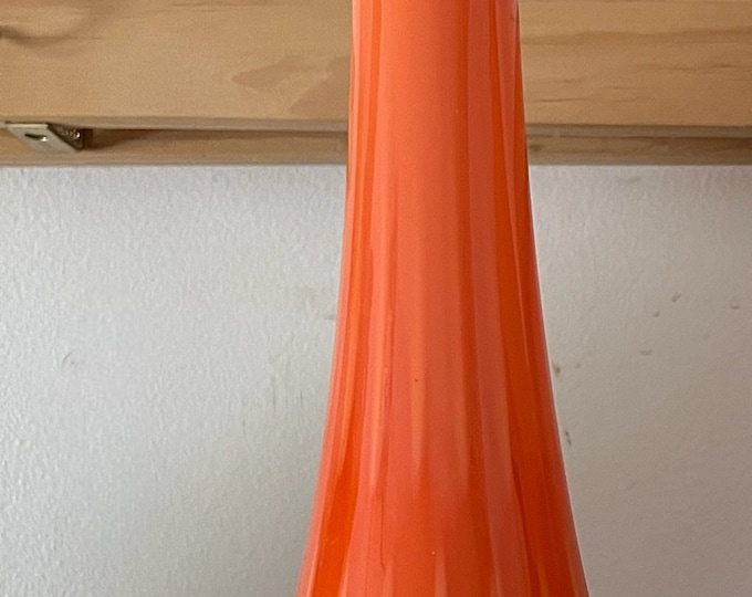 Vintage LE Smith Bittersweet Three Toe Swung Vase Orange Yellow Slag Glass Footed Ruffle Drippy Mid Century Modern Lover Antiques