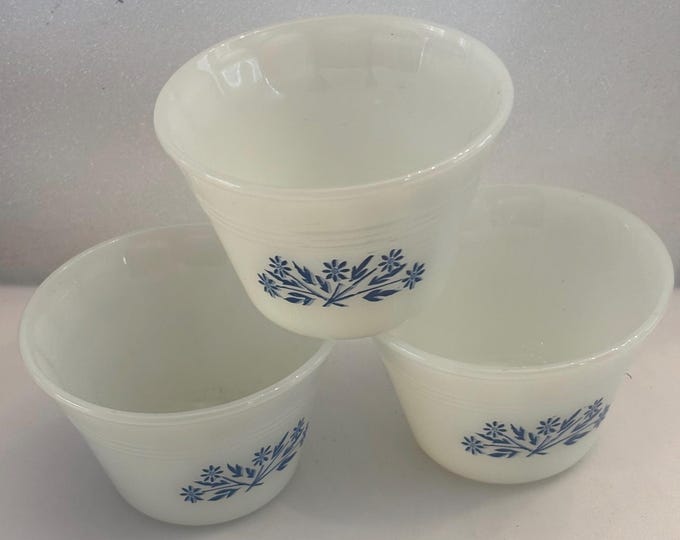 Vintage Dynaware Milk Glass Ramekin Bowl with a Blue Floral Design Lover Antiques and Vintage