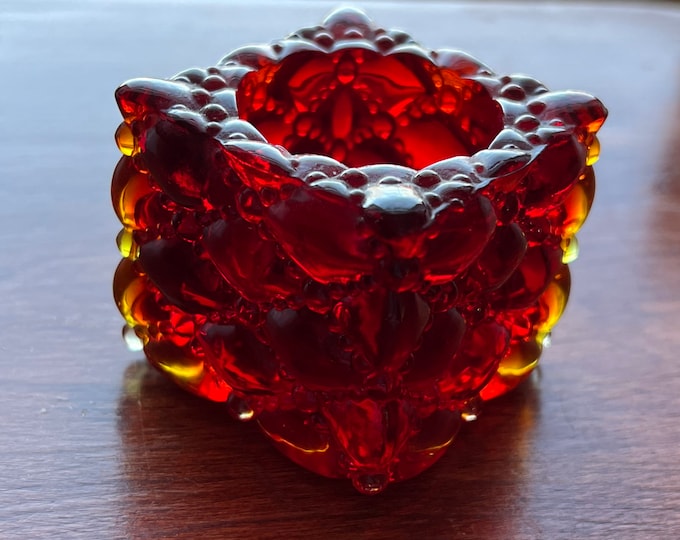 Vintage Fenton Amberina Amber Glass Votive Holder Mid Century Modern Glows with Cadmium Lover Antiques and Vintage