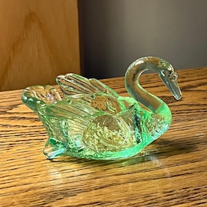 Uranium Glass Swan - Etsy