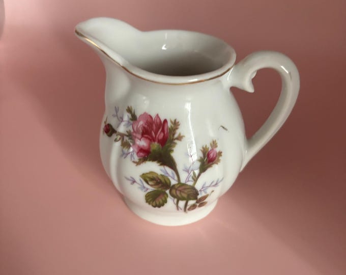 Vintage Fine Porcelain Creamer with Pink Rose Pattern Mini Pitcher Creamer Lover Antiques and Vintage