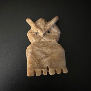 Vintage Alabaster Stone Owl Figure - Made in Italy