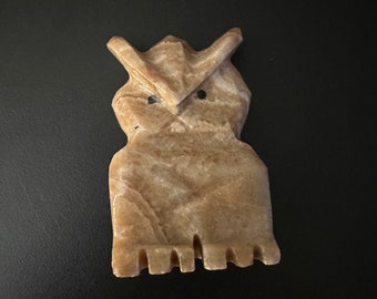 Vintage Alabaster Stone Owl Figure - Made in Italy