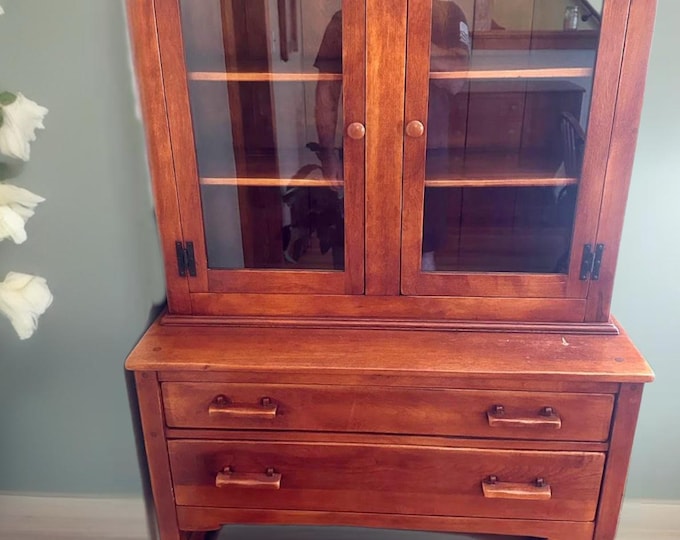 Vintage Cushman Marlboro China Cabinet & Serving Table - Colonial Style